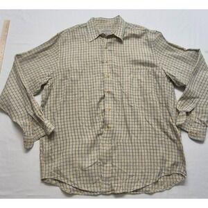 VTG Eddie Bauer AKA men's yellow plaid long sleever button up shirt XLT Cotton